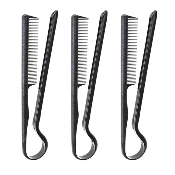 HAMPPLIES 3pcs Hair Styling Comb Set Black V Shaped Straightening Tool for Professional