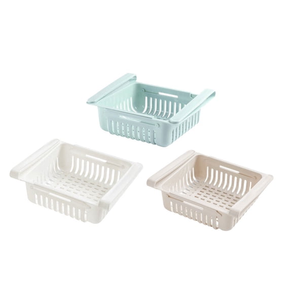 HAMPPLIES Set of 3 White Drain Storage Boxes for Vegetables and Fruits, Compact Kitchen Crisper Containers