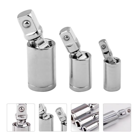 HAMPPLIES 3-Piece Steel Swivel Joint Socket Adapter Set for Automotive Repair and Maintenance Tools