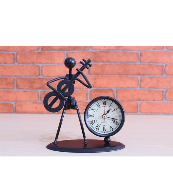 HAMPPLIES 4.7x2.6x5.5in Dark Grey Iron Guitar Shaped Clock Pendant For Men And Women Office Decor 1Pack