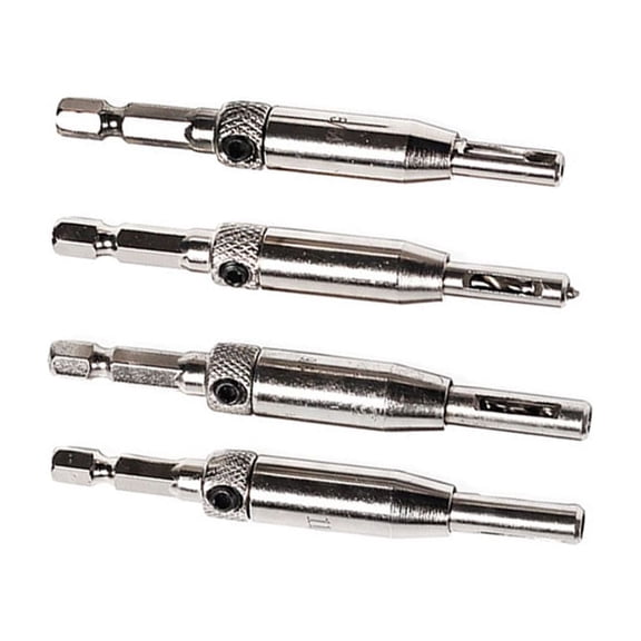 HAMPPLIES 4Pcs Center Drill Bits Plated Silver for Woodwork Hinge Installation with Durable Brass Body