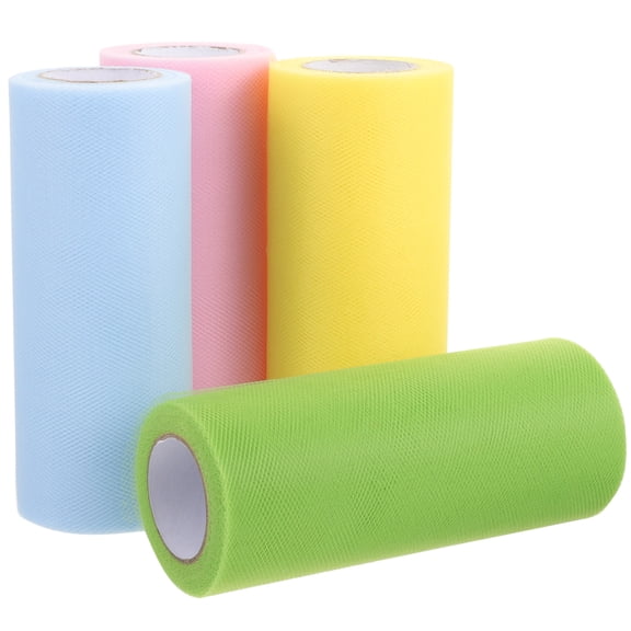 HAMPPLIES Assorted Color Tulle Ribbon Mesh Fabric for Easy Bow Making, Wedding Decorations and Craft Supplies