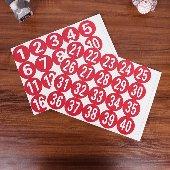 HAMPPLIES Red Serial Number Card Stickers 1-40 Numbered Labels for Sealing Envelopes 40 Pieces
