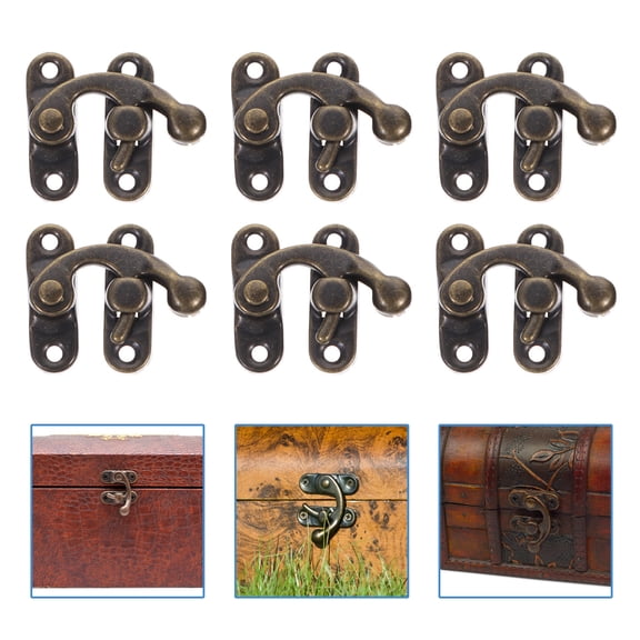 HAMPPLIES 40pcs Latch Hook Hasp Iron Antique Brass Plating Retro Style for Box Makers