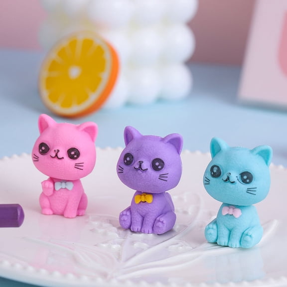 HAMPPLIES 48Pcs Small Animal Erasers in Assorted Colors for Classroom and Home Stationery Use