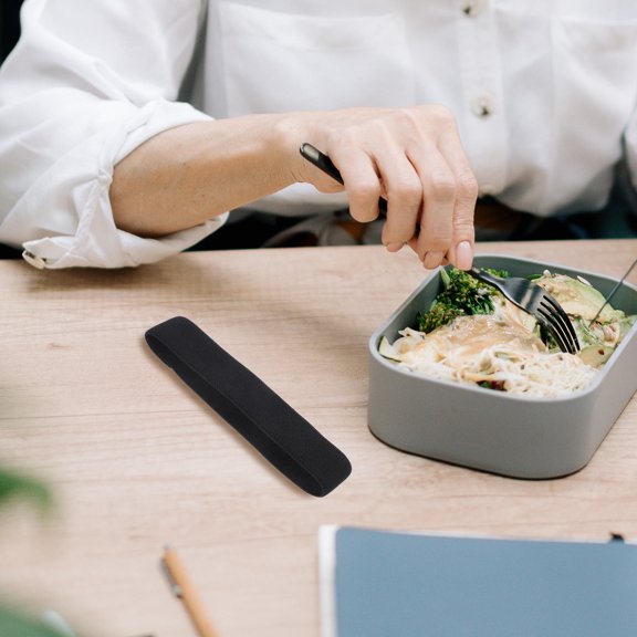 HAMPPLIES 4Pcs Adjustable Elastic Black Lunch Container Strap for Kitchen Bento Box Secure Hold