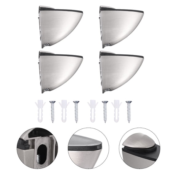 HAMPPLIES 4Pcs Adjustable Glass Shelving Brackets Silver Stainless Steel 5X1.97X0.94in