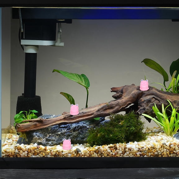 HAMPPLIES 4-Pack Rosy Resin Frog Miniatures Glow in Dark Aquarium Decor and Tabletop Ornaments