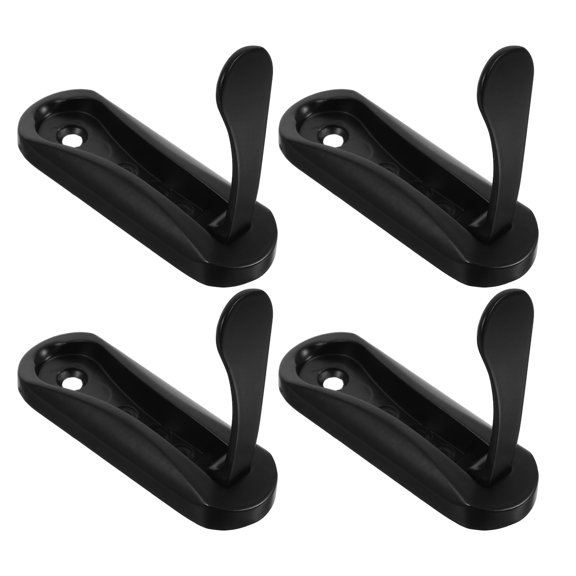 HAMPPLIES 4Pcs Foldable Invisible Hooks in Black Zinc Alloy for Bathroom Towels and Entryway Coats