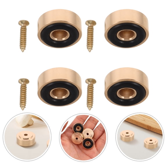 HAMPPLIES 4Pcs Cutting Board Riser Feet Brass with Nonslip Pads for Wooden and Bamboo Boards
