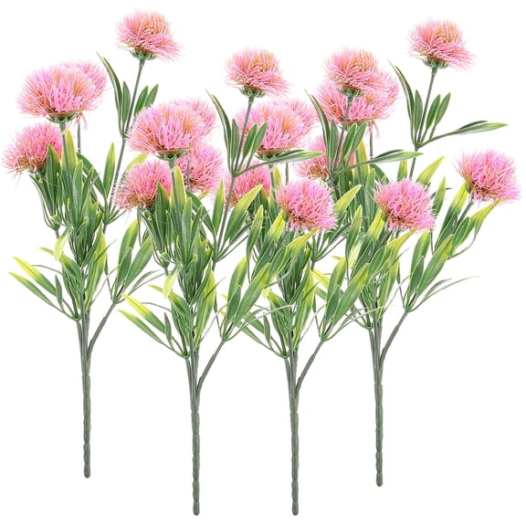 HAMPPLIES 4Pcs Dandelion Decor Pink Plastic Flower Shape Natural Look Office Decoration