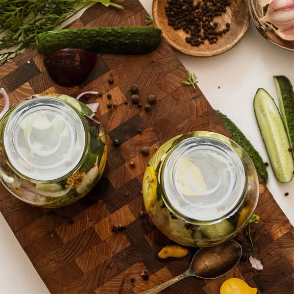 HAMPPLIES 4-Pack Fermenting Jar Lids with Glass Weights for Home Canning and Fermentation