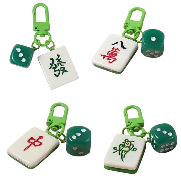 HAMPPLIES 4-Pack Mahjong Style Bag Pendant Keychain Charm for Purse, Backpack, and Accessories Decoration