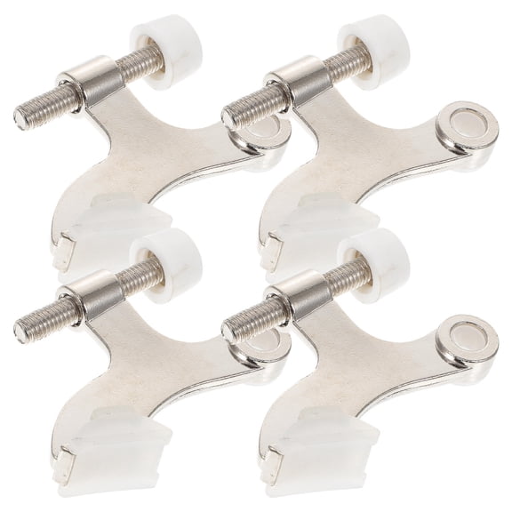HAMPPLIES 4Pcs Plated Silver Zinc Alloy Door Stop Hinge Pin with Cushion Bumper for Wall Protection