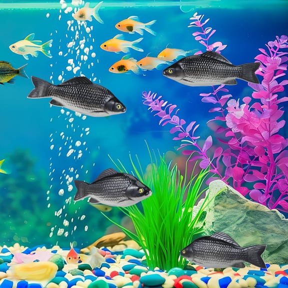 HAMPPLIES 4-Pack Realistic Fish Models Plastic Aquarium Decorations for Home, Office, and Fish Display