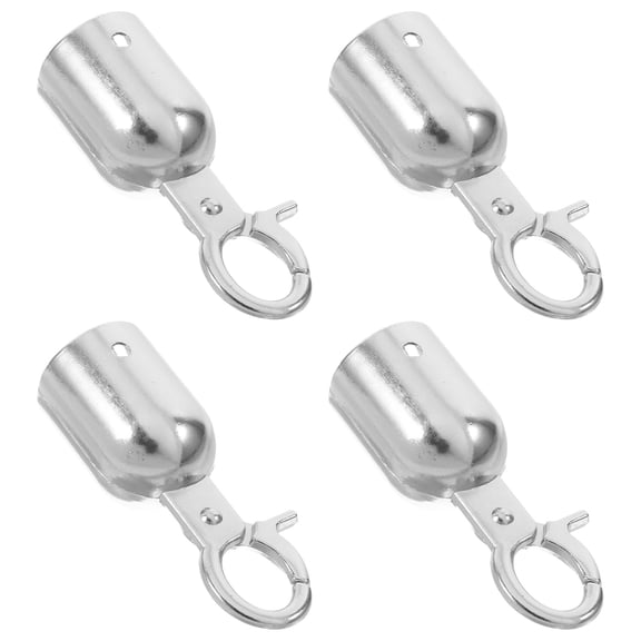 HAMPPLIES 4Pcs Rope End Snap Hook Aluminum Alloy Plated Silver Cord Lock for Banister and Crowd Control Use