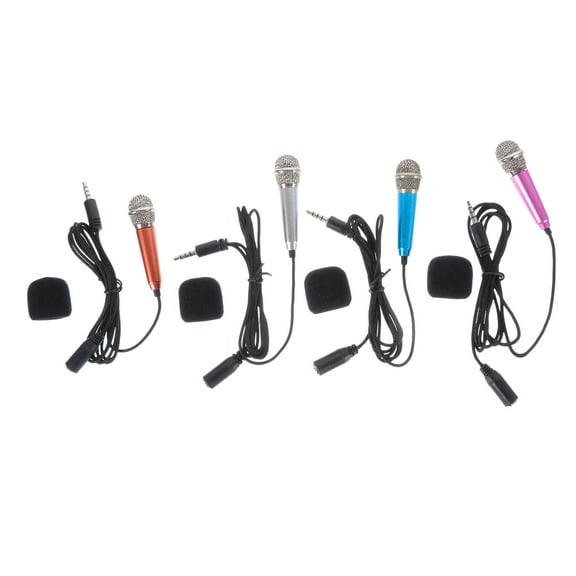 HAMPPLIES 4Pcs Set Home Karaoke Machine Mini Handheld Microphone for Singing Recording