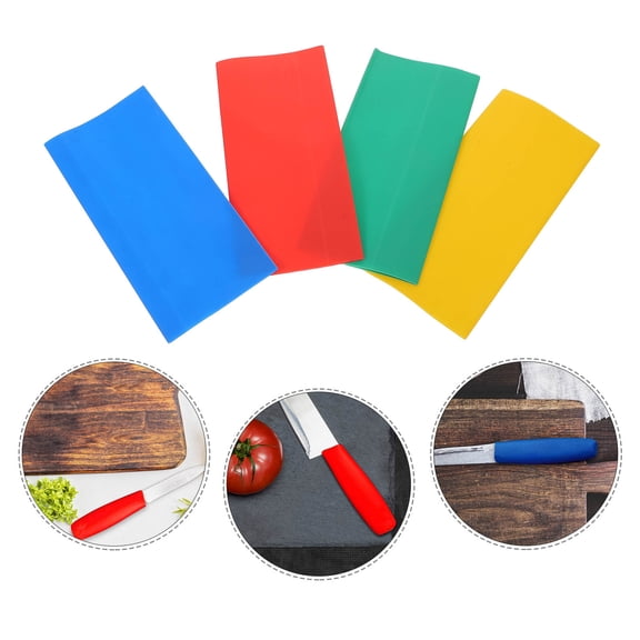 HAMPPLIES 4-Pack Universal Heat Shrink Handle Covers for Kitchen Knives with Color-Coded Identification Sleeves
