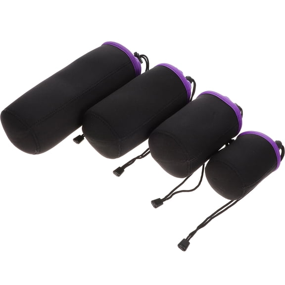HAMPPLIES 4-Pack Drawstring Camera Lens Pouches for Travel, Outdoor Use, and Photography