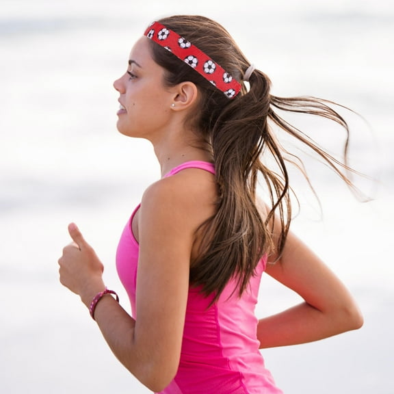 HAMPPLIES 4Pcs Volleyball Hair Ties for Women in White Purple Red Green with Sweat Absorption