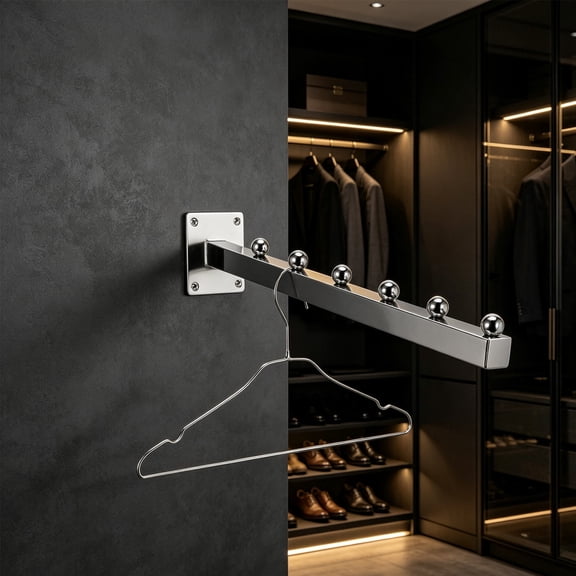 HAMPPLIES 4Pcs Wall Mount Clothing Display Rack with Aluminum Waterfall Hooks for Organized Garment Storage