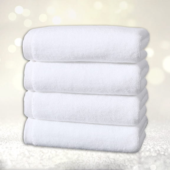 HAMPPLIES Premium White Cotton Bath Towels, Absorbent and Comfortable, 4Pcs