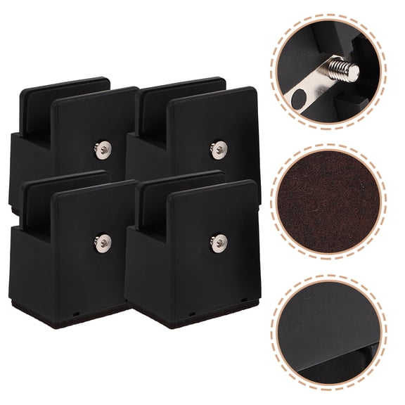 HAMPPLIES 4pcs Bed Feet Risers Platform Bed Riser Black ABS for Homeowners
