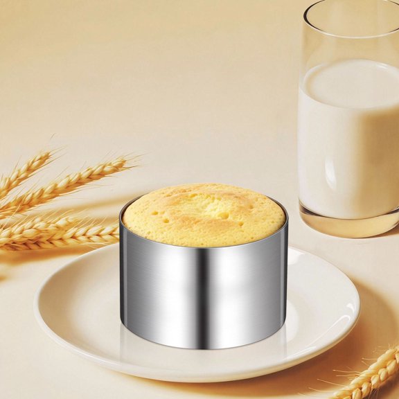 HAMPPLIES 4pcs Round Baking Rings Stainless Steel Cake Ring Cutter for Kitchen Use and Professional Chefs