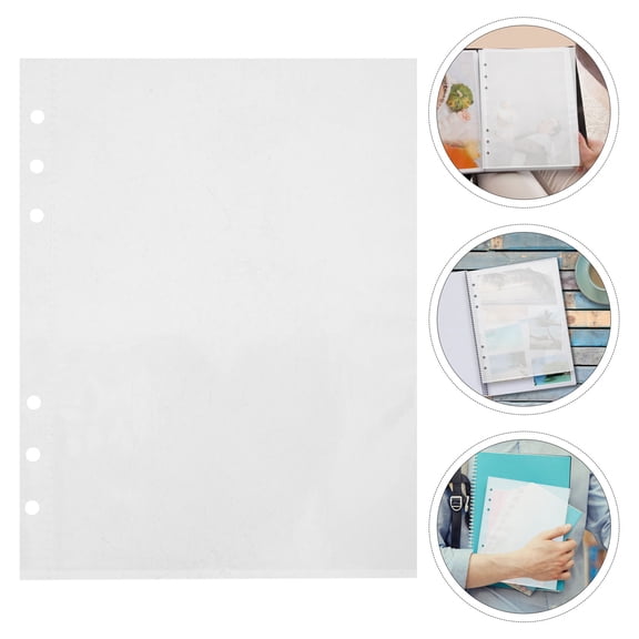 HAMPPLIES 50Pcs Clear A5 Binder Pockets with Double Sided Sleeves for Photo Album Organization
