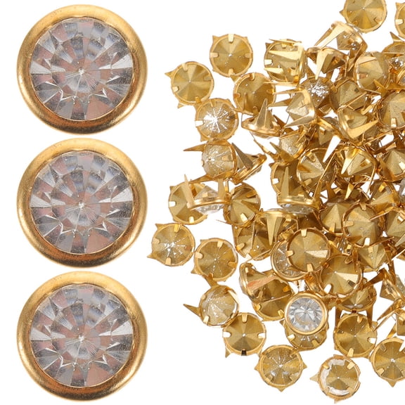 HAMPPLIES 50Pcs Crystal Rhinestone Rivets for DIY Clothing Decorative Claw Studs with Sparkling Golden Design