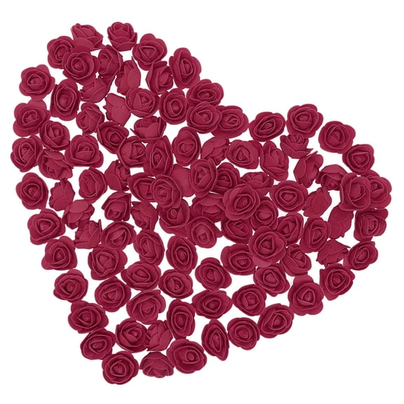 HAMPPLIES 50Pcs Dark Red Artificial Rose Flower Head For Wedding And Party Decoration