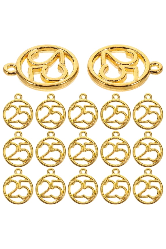 50 Pieces Stylish Golden 2025 Number Charms for Jewelry Making, Keychain Pendants and Craft Accessories