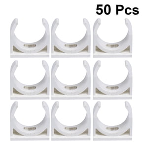 HAMPPLIES 50Pcs Corrosion Resistant White PVC U Shape Clamp for Pipe Support