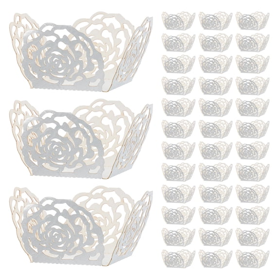 HAMPPLIES Plated Silver Paper Truffle Wrappers with Rose Lace for Chocolates Elegant Design