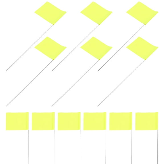 HAMPPLIES 50Pcs Yellow Lawn Flags Marking Flags for Dog Waste Marking in Lawn