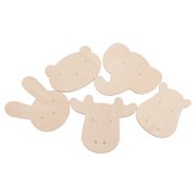 HAMPPLIES 5 Pcs Beige Wooden Animal Cutouts with Adhesive, Natural Grain Wood Shapes for Crafts, Wall Decor, Hanging Ornaments