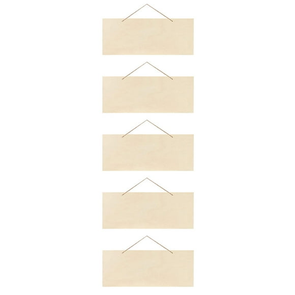 HAMPPLIES 5Pcs Blank Wooden Plaque for DIY Craft Unfinished Hanging Sign for Baby Shower Events