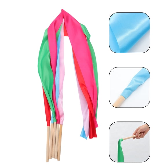 HAMPPLIES Dancing Ribbon Streamers Gymnastic Tools Parade Bands 5Pcs 11.8*3.9*0.6In