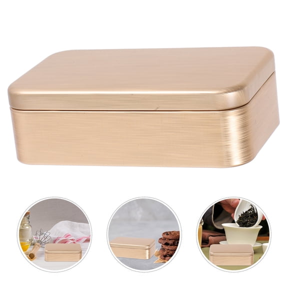 HAMPPLIES 5Pcs Decorative Tin Boxes with Lid Golden Brushed Surface for Home Jewelry Storage