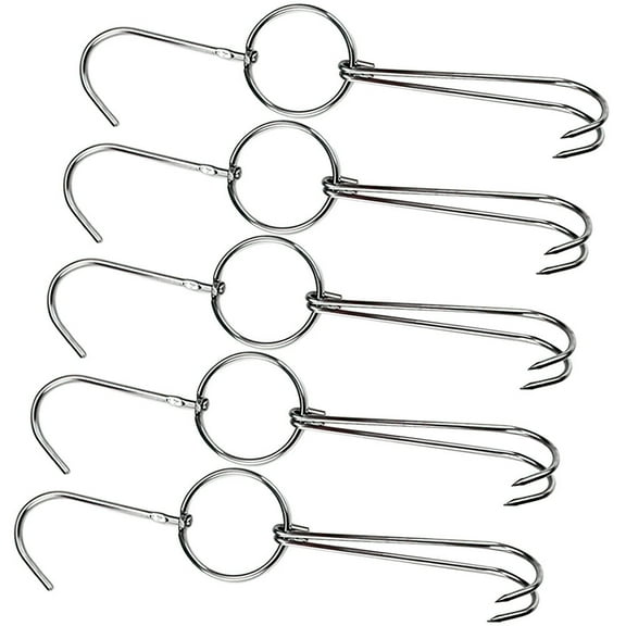 HAMPPLIES 5Pcs Heavy Duty Meat Hooks Silver 10.0X2.0X0.1in High Temperature Resistance Kitchen Supply