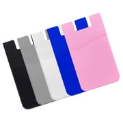 HAMPPLIES 5-Pack Mobile Phone Pouches with Non- Silicone Adhesive Back, Card Holder Wallet for Secure Storage