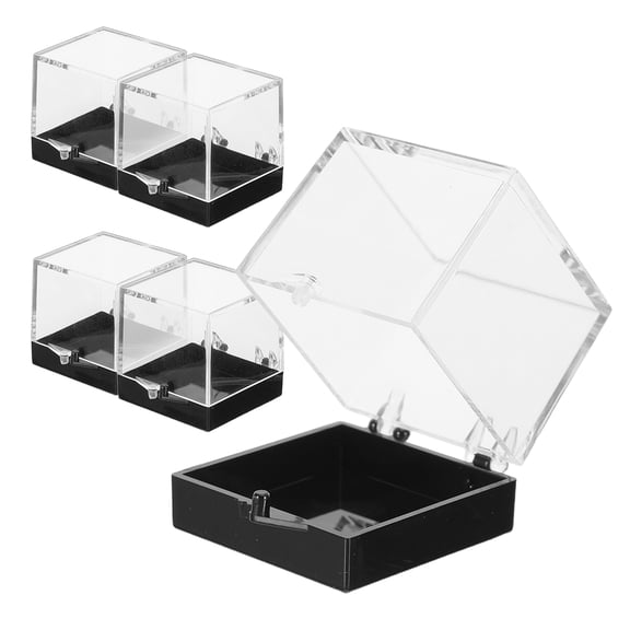 HAMPPLIES 5Pcs Crystal Specimen Boxes with Lid Transparent Rock Display Organizer for Mineral Collection Storage