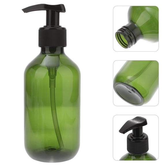 HAMPPLIES Dark Green Plastic Massage Lotion Bottles, Set of 5 Empty Refillable Containers for Body Care