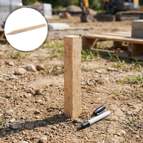 HAMPPLIES 5Pcs Wooden Surveyor Stakes Light Yellow for Precise Construction Layout and Property Line Marking