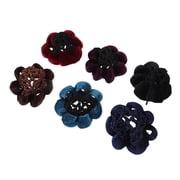 HAMPPLIES 6-Pack Ballet Dance Hair Nets Reusable Mesh Bun Covers with Decorative Flower Detail for Performers