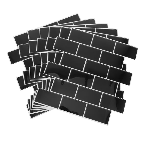 HAMPPLIES PVC Waterproof Peel and Stick Backsplash Black Kitchen and Bathroom Wall Tiles 6Pcs