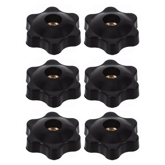 HAMPPLIES 6Pcs Black Plastic Hand Grip Knobs Adjustable with Antislip Hexagon Design for Repair