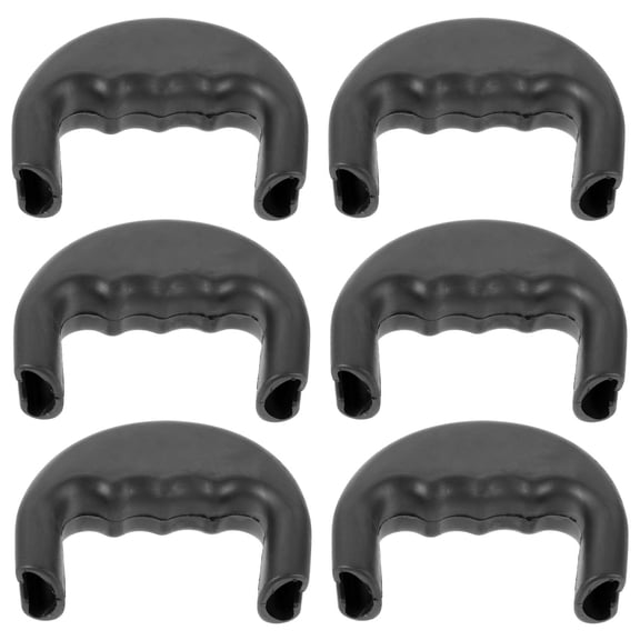 HAMPPLIES 6-Pack Black Rubber Dog Leash Handles with Comfortable Grip for Jogging, Running, and Outdoor Walking