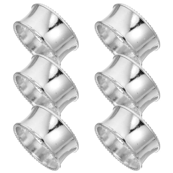 HAMPPLIES 6Pcs Bling Napkin Rings in Silver for Securing Napkins and Table Decoration Stainless Steel