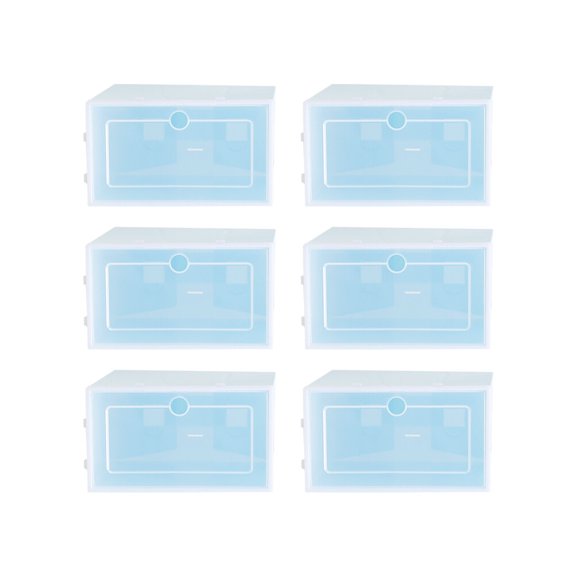HAMPPLIES 6-Pack Shoe Storage Containers with Clear Front Door for Under Bed and Shelf Organization